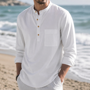 Men’s Linen Beach Shirt - White