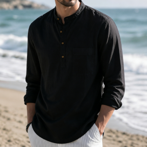 Men’s Linen Beach Shirt - Black
