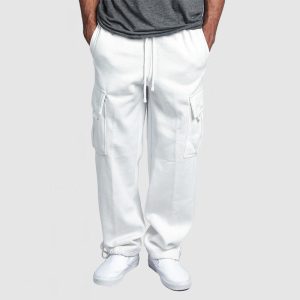 Men's Casual Sport Multi-Pocket Trousers - White