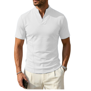 Men's Slim Fit Cotton Blend Polo Shirt - Breathable & Flexible - White