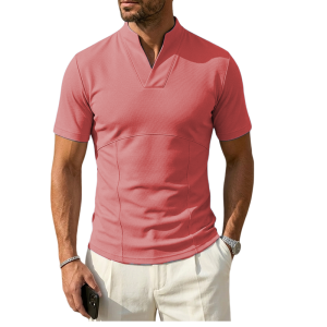Men's Slim Fit Cotton Blend Polo Shirt - Breathable & Flexible - Watermelon Red