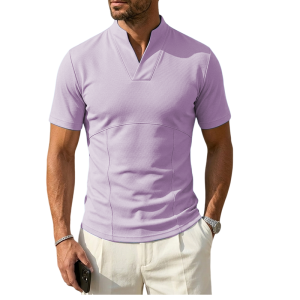 Men's Slim Fit Cotton Blend Polo Shirt - Breathable & Flexible - Violet