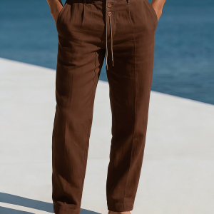 Men's Casual Linen Pants - Brown