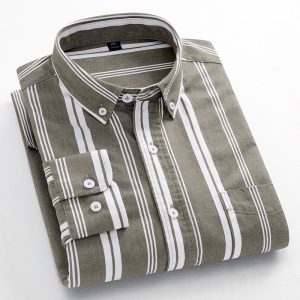 Men's Cotton Striped Shirt - Grey