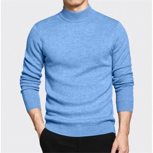 Men's Half Turtleneck Sweater - Sky Blue