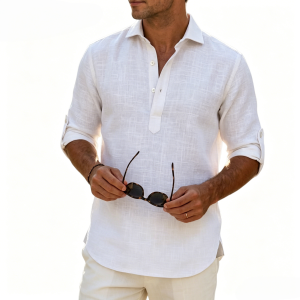 Aegean Summer Slub Linen Shirt - White