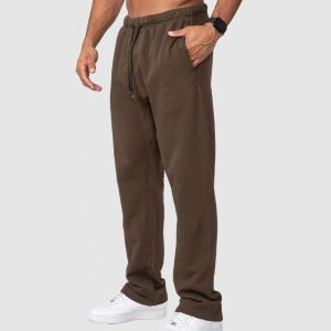 Men's Casual Straight Cotton Pants - Coffee