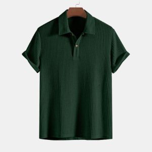 Summer Men's Polo Shirt Short Sleeved Minimalist Shirt - Green