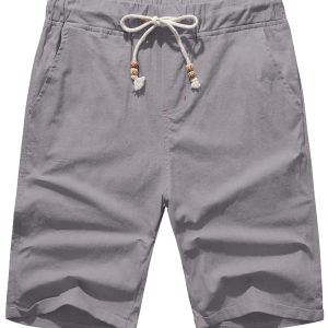 Men's Drawstring Linen Beach Shorts - Grey
