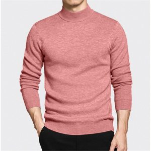 Men's Half Turtleneck Sweater - Pink