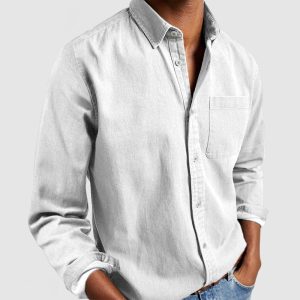 Gentleman's Casual Cotton Basic Shirt - White