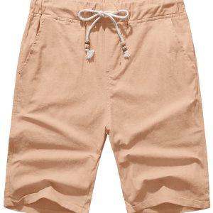 Men's Drawstring Linen Beach Shorts - Dark Khaki