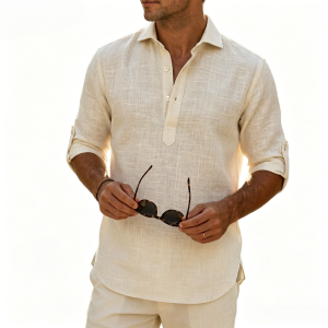 Aegean Summer Slub Linen Shirt - Beige