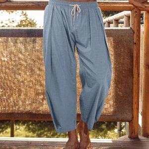 Loose Yoga Pants With Pockets - Blue