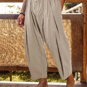 Loose Yoga Pants With Pockets - Khaki