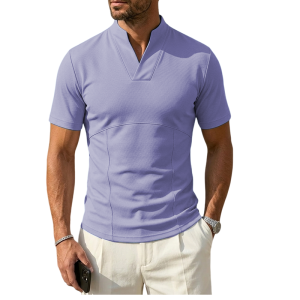Men's Slim Fit Cotton Blend Polo Shirt - Breathable & Flexible - Purple