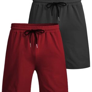 2-Pack Quick Dry Gym Shorts - Dark Grey /Wine Red
