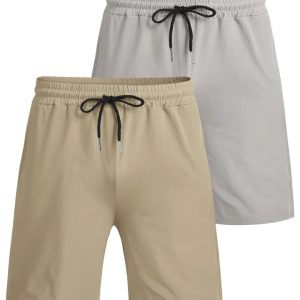 2-Pack Quick Dry Gym Shorts - Khaki /Light Grey