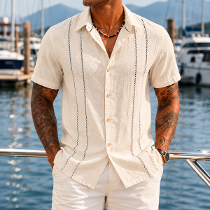 Casual Cuban Guayabera Shirt - Off White