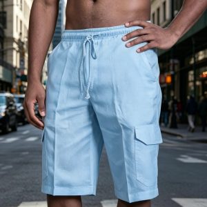 Cotton With Pockets Shorts - Blue