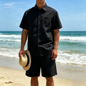 Cozy Cotton Shirt Sets - Black