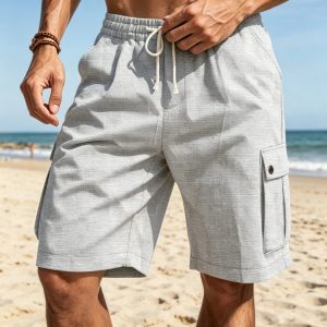 Essential Cotton Cargo Shorts - Light Gray
