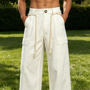 Fashion Cotton Cargo Pants - White