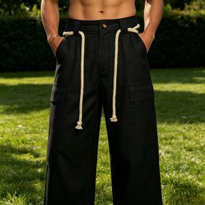 Fashion Cotton Cargo Pants - Black
