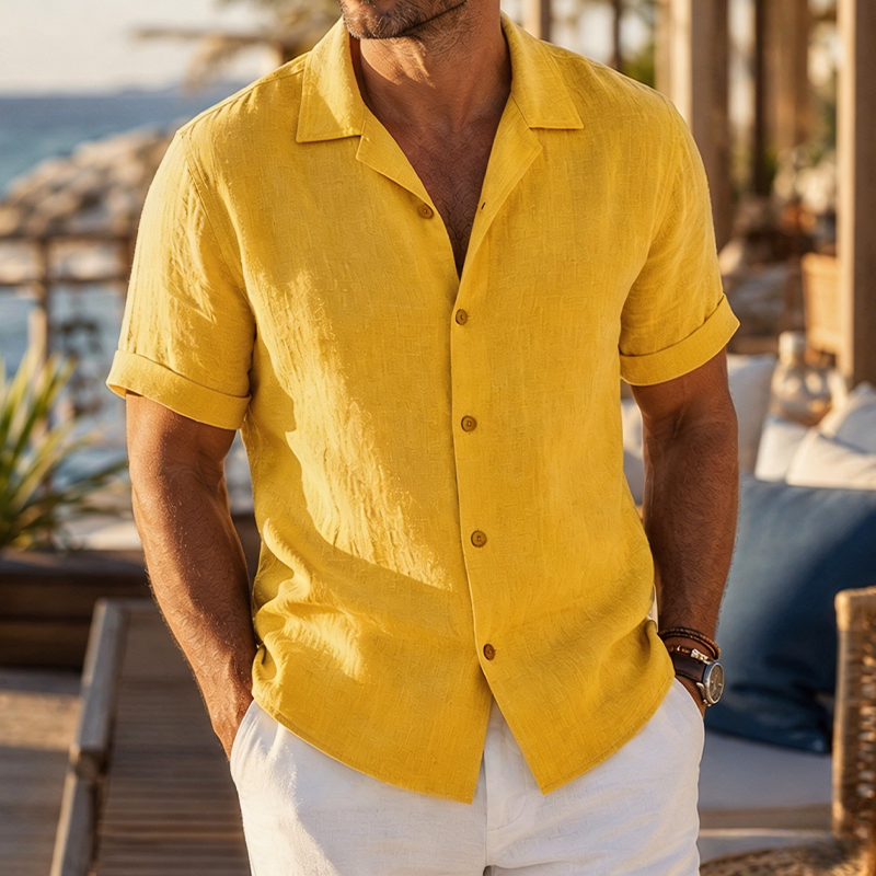 MivanityLinenShortSleeveButtonDownShirtLemonYellow.png