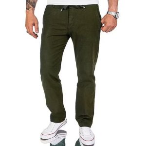 Men's Linen Trousers - Black