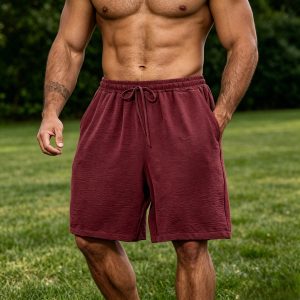 Men's Casual Simple Solid Color Comfortable Shorts - Red