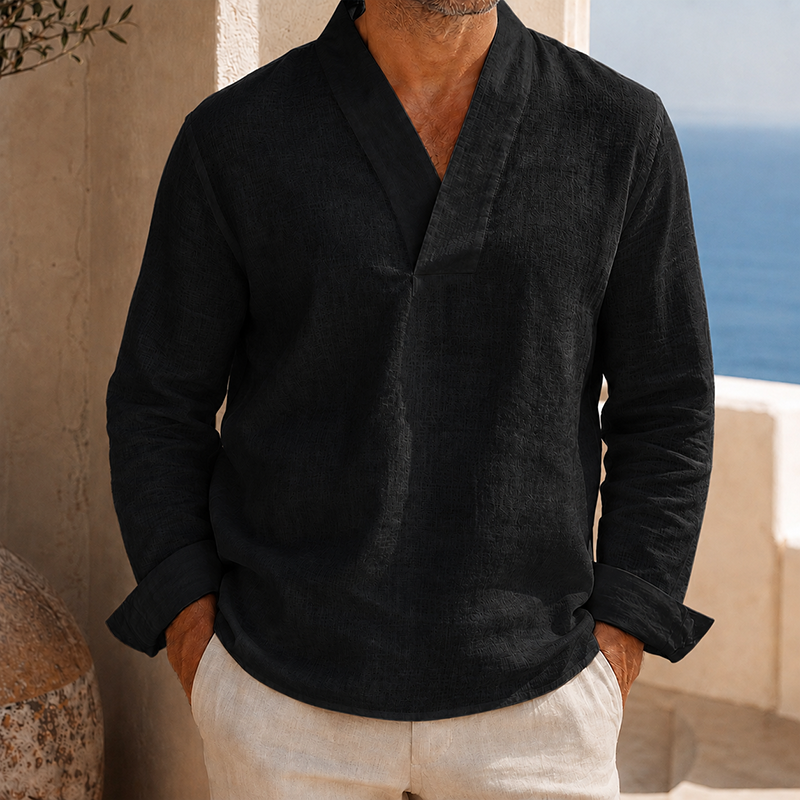 MivanityMen_sCottonLinenV-NeckLongSleeveShirtBlack.png