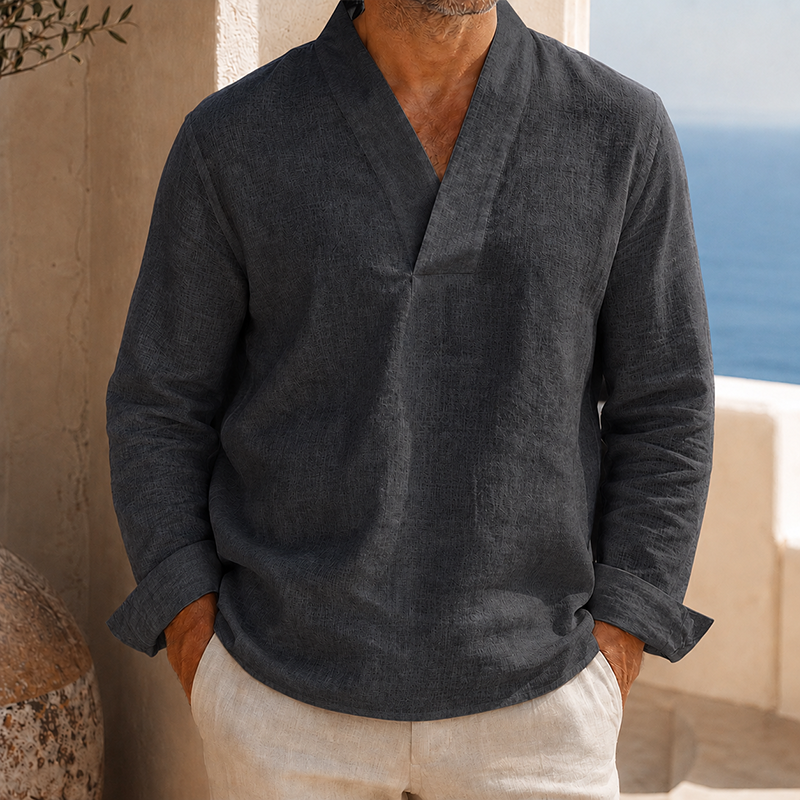 MivanityMen_sCottonLinenV-NeckLongSleeveShirtDarkGray.png