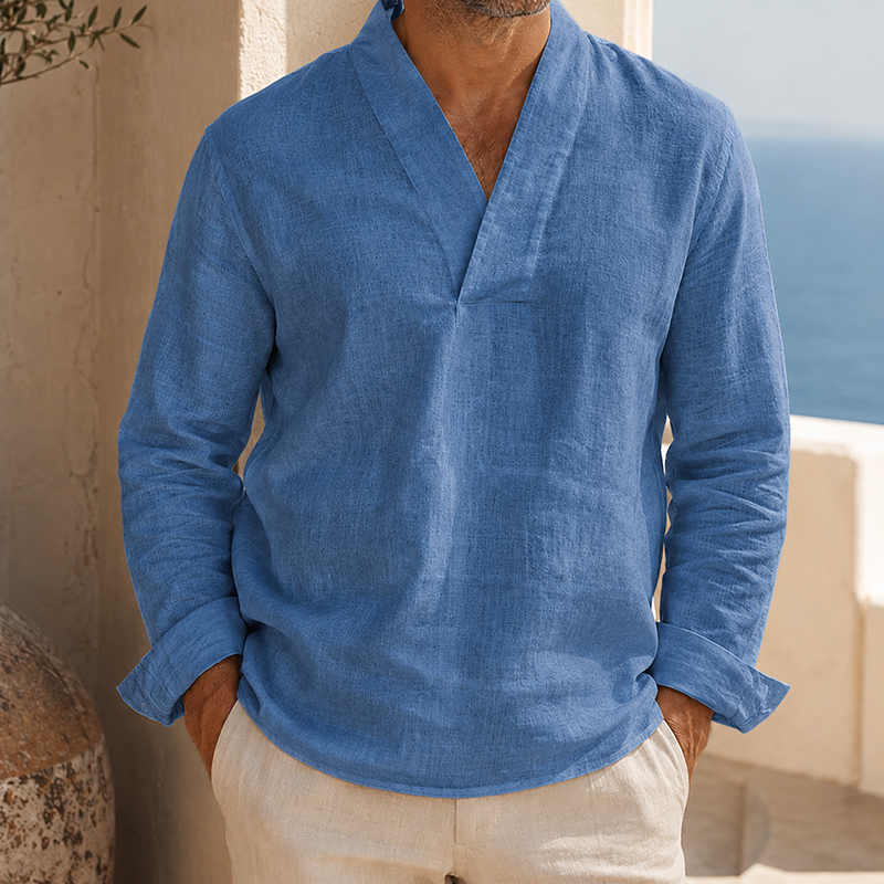 MivanityMen_sCottonLinenV-NeckLongSleeveShirtDenimBlue.png