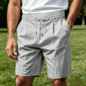 Men's Linen Breathable Beach Shorts - Gray