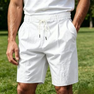 Men's Linen Breathable Beach Shorts - White