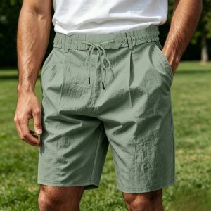 Men's Linen Breathable Beach Shorts - Army