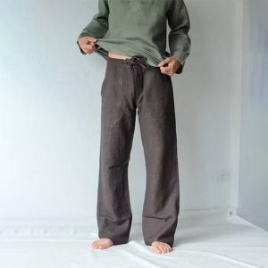 Men‘s Plus Size Linen Pants - Brown