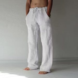 Men‘s Plus Size Linen Pants - White