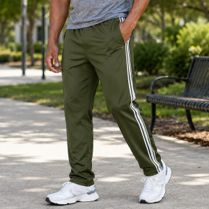 Men’s Side Stripe Athletic Pants - Army Green