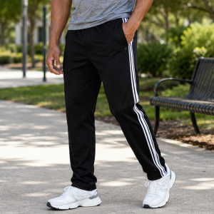 Men’s Side Stripe Athletic Pants - Black