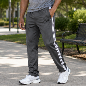 Men’s Side Stripe Athletic Pants - Charcoal Gray