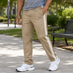 Men’s Side Stripe Athletic Pants - Khaki