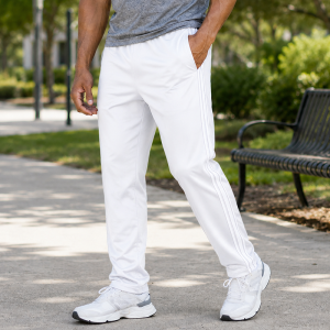 Men’s Side Stripe Athletic Pants - White