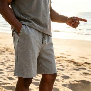 Men's Texture Crinkled Daily Casual Shorts Drawstring Elastic Waist Shorts - Gray