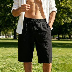 Premium Cotton Casual Shorts - Black