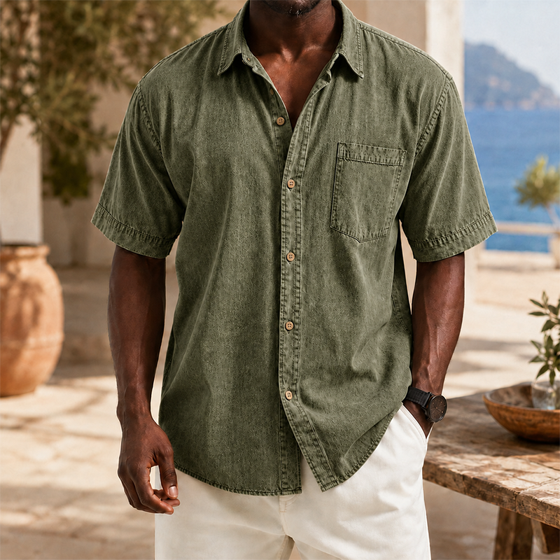MivanityRetroCasualLapelPocketSolidColorShortSleeveShirtArmyGreen.png