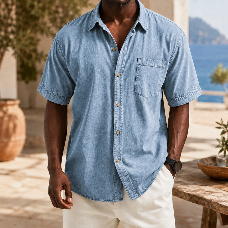 MivanityRetroCasualLapelPocketSolidColorShortSleeveShirtMistBlue.png