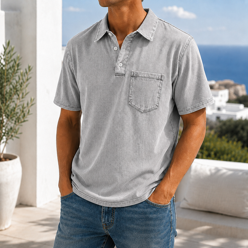 MivanityRetroEverydayLapelPocketCasualShortSleevePoloLightGray.png