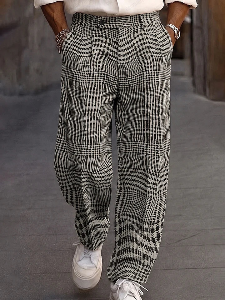 MivanitySmartCasualPlaidPatternSuitPantsBlack.jpg